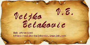 Veljko Belaković vizit kartica